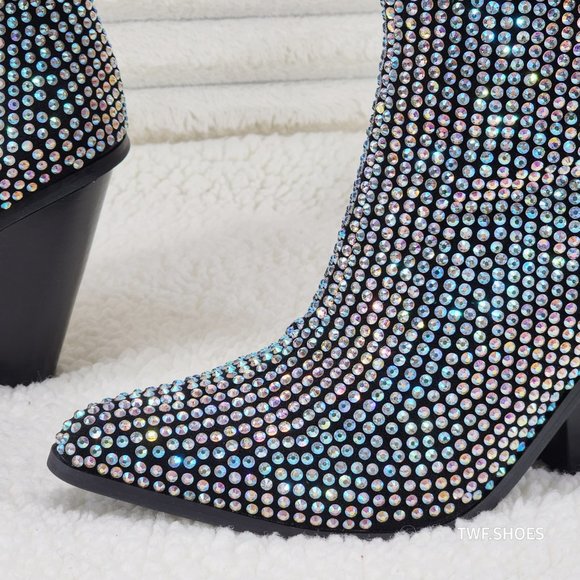 Cape Robbin Diamond Rider Rhinestone Glamour Western Slouch Draped Knee Boots - Picture 17 of 17